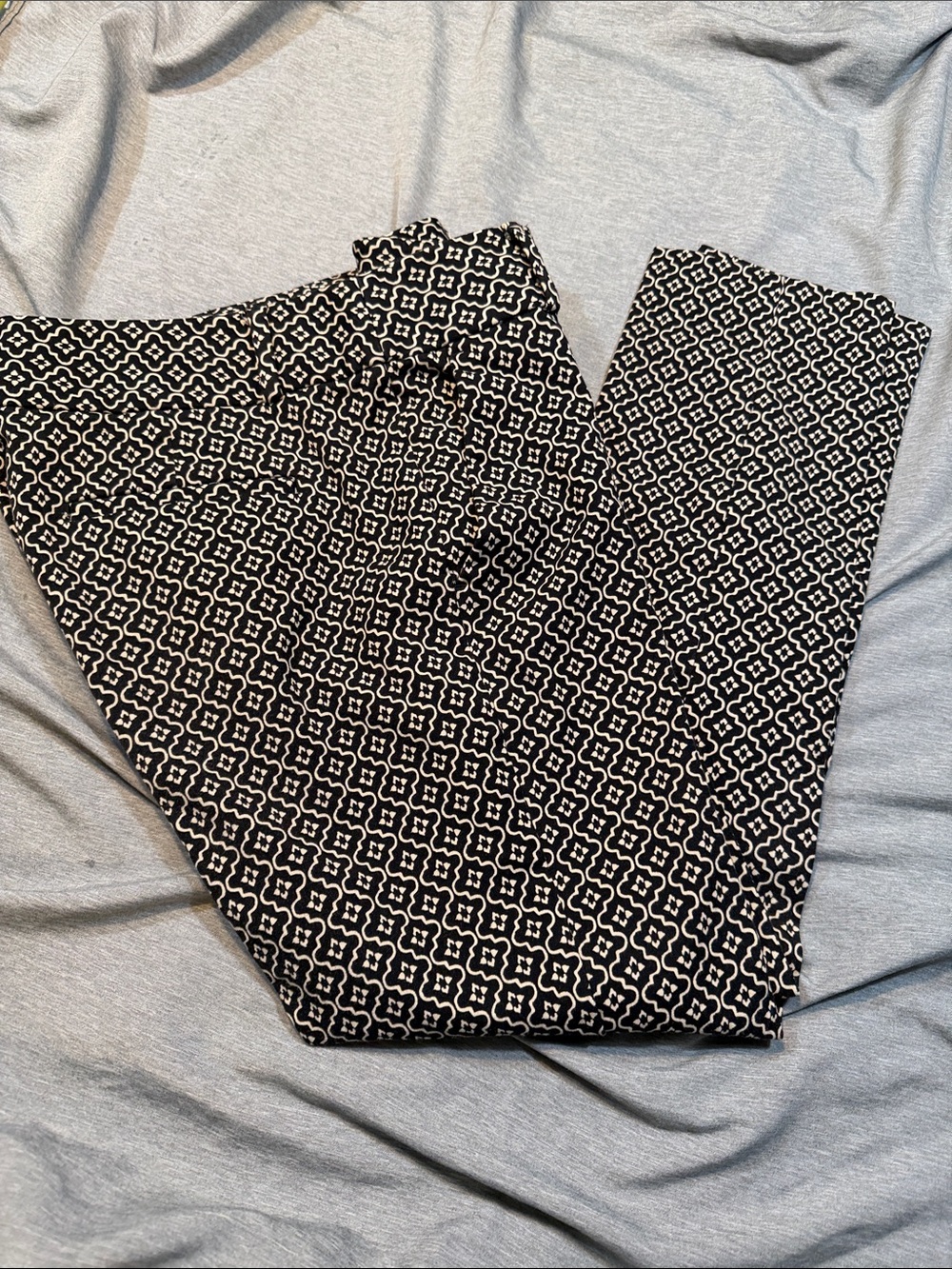 LOFT Black and White Geometric Print Trousers
